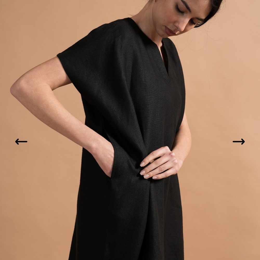 Turn Black brand Black Linen Juno Kaftan Midi Dress - Picture 8 of 10